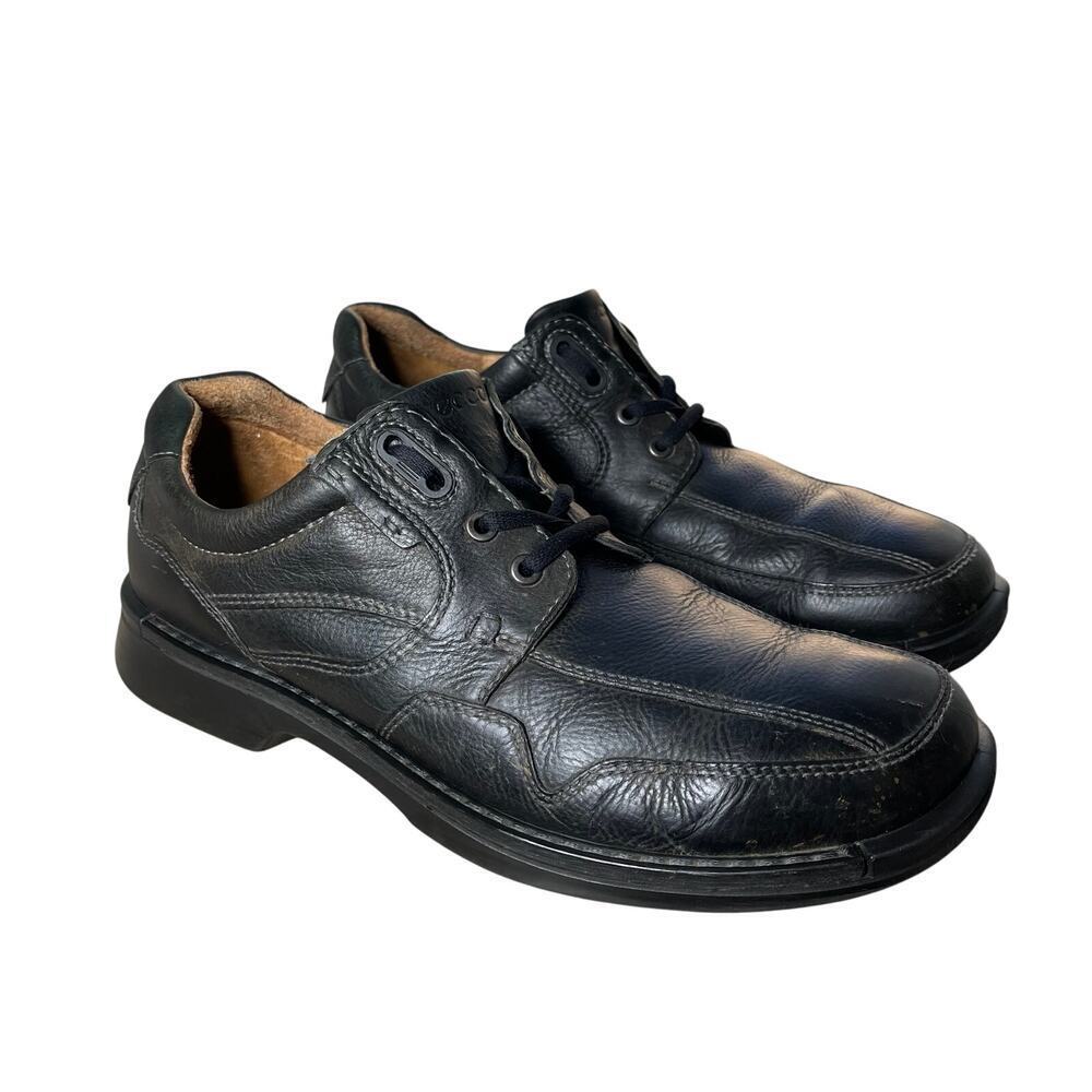 Ecco Black Leather Oxford Lace Up Comfort Men's Dress Shoe Sz 10/10.5